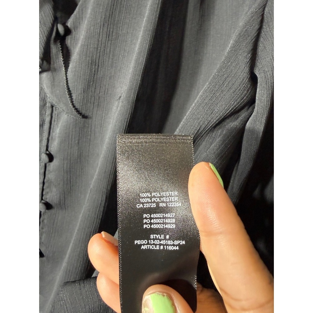 Little Moon Aritzia S Black Ruffle V-Neck Sheer Chiffon Blouse PEGO Victorian - Picture 5 of 9